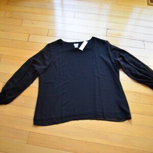 Chico's Chicos Square Neck Blouse Georgette Top Black NWT Size 3 US XL